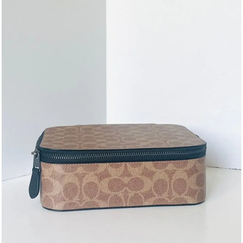 Coach Tech Organizer Colorblock Signature Canvas Travel Case Khaki Brown CY392